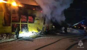 Крупный пожар вспыхнул на птицефабрике в Чувашии