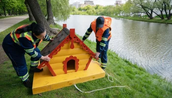 Более 200 домиков для уток установят на прудах Москвы накануне летнего сезона
