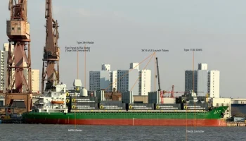 В Китае заметили контейнеровоз с замаскированными ракетными системами