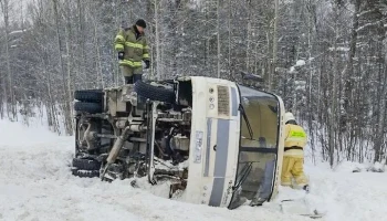 Пассажирский автобус опрокинулся в кювет в Архангельской области Пассажирский автобус опрокинулся в кювет в Архангельской области