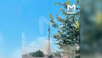 Телевизионная вышка загорелась из-за атаки дрона ВСУ в Курской области