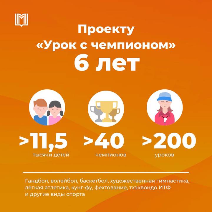 Собянин: Проект «Урок с чемпионом» мотивирует детей заниматься спортом