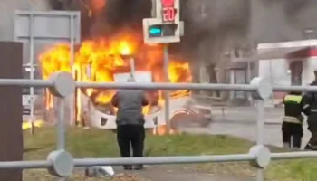 Автобус вспыхнул в подмосковном Серпухове